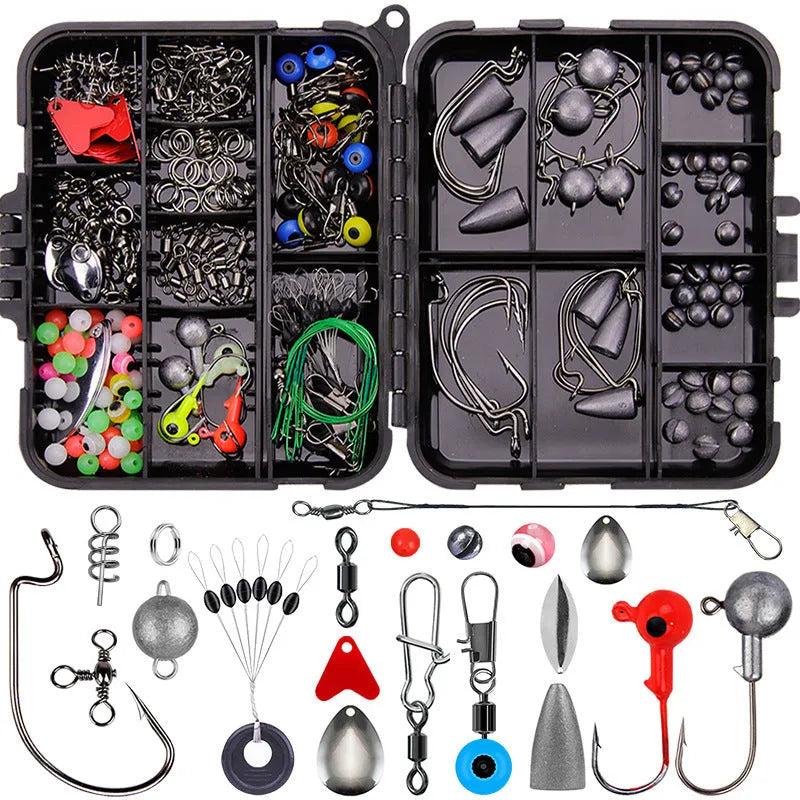 Weihe 257-piece fishing lure hook accessories set in ABS plastic box for Texas sea rock fishing