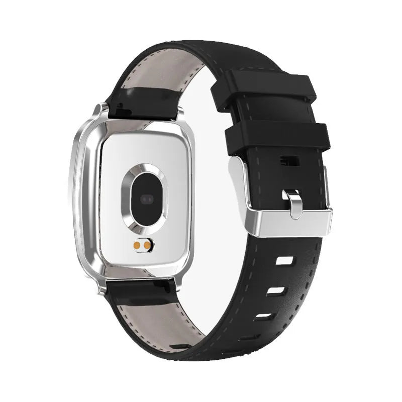 M8 smart bracelet in black showing zinc alloy body and touch screen on a wrist.