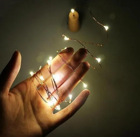 Flexible copper wire LED string light with bottle stopper for wine bottle decorations