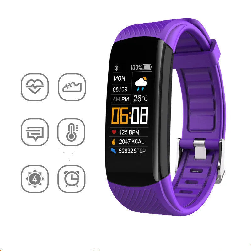 Adult sports silicone pedometer bracelet with 0.96 inch screen and TPU band in multiple colours