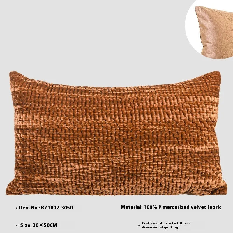 Antique-style quilted cushion with mercerized velvet embossing point texture in green, red, mocha, or orange
