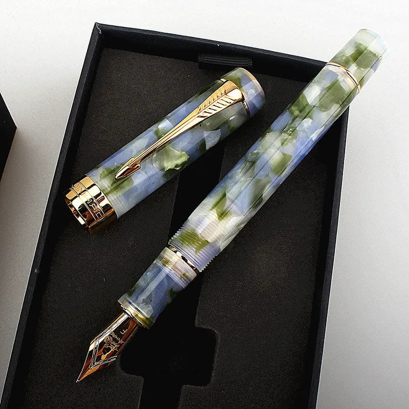 Deep Bath Green metal ballpoint pen showing fine, medium, and graphic tip options