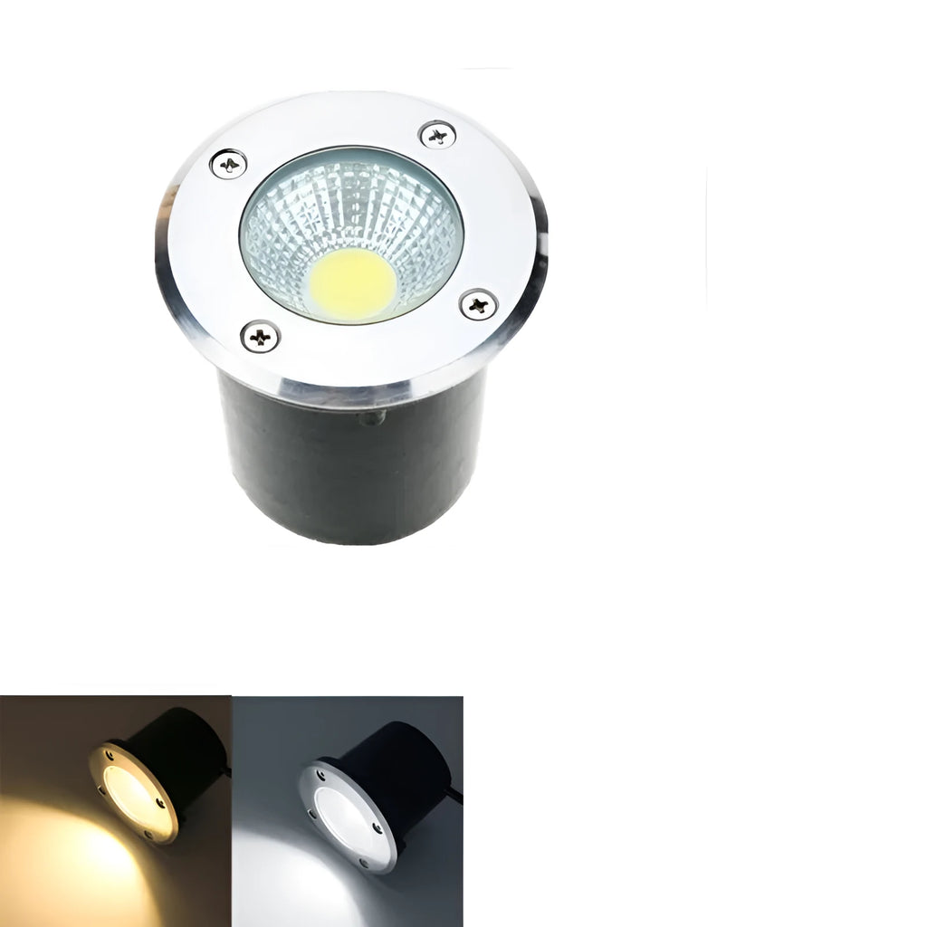 Round stainless steel LED COB underground light with tempered glass for outdoor garden pathway