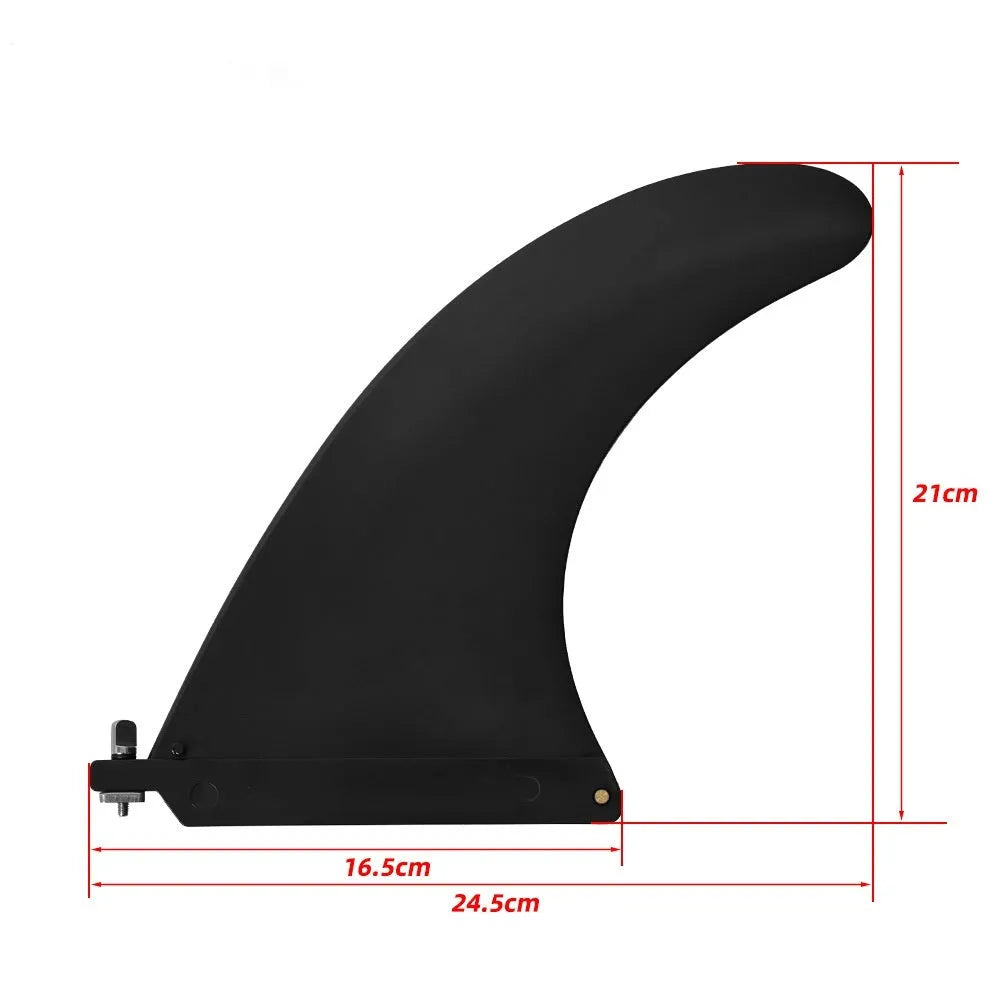 SUP paddle with attached plastic water dispenser and large removable fish fins