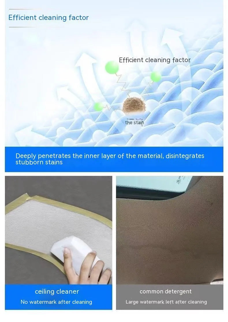 Wash-free fabric roof foam decontamination cleaner bottle with towel and sponge wipes for car interior cleaning