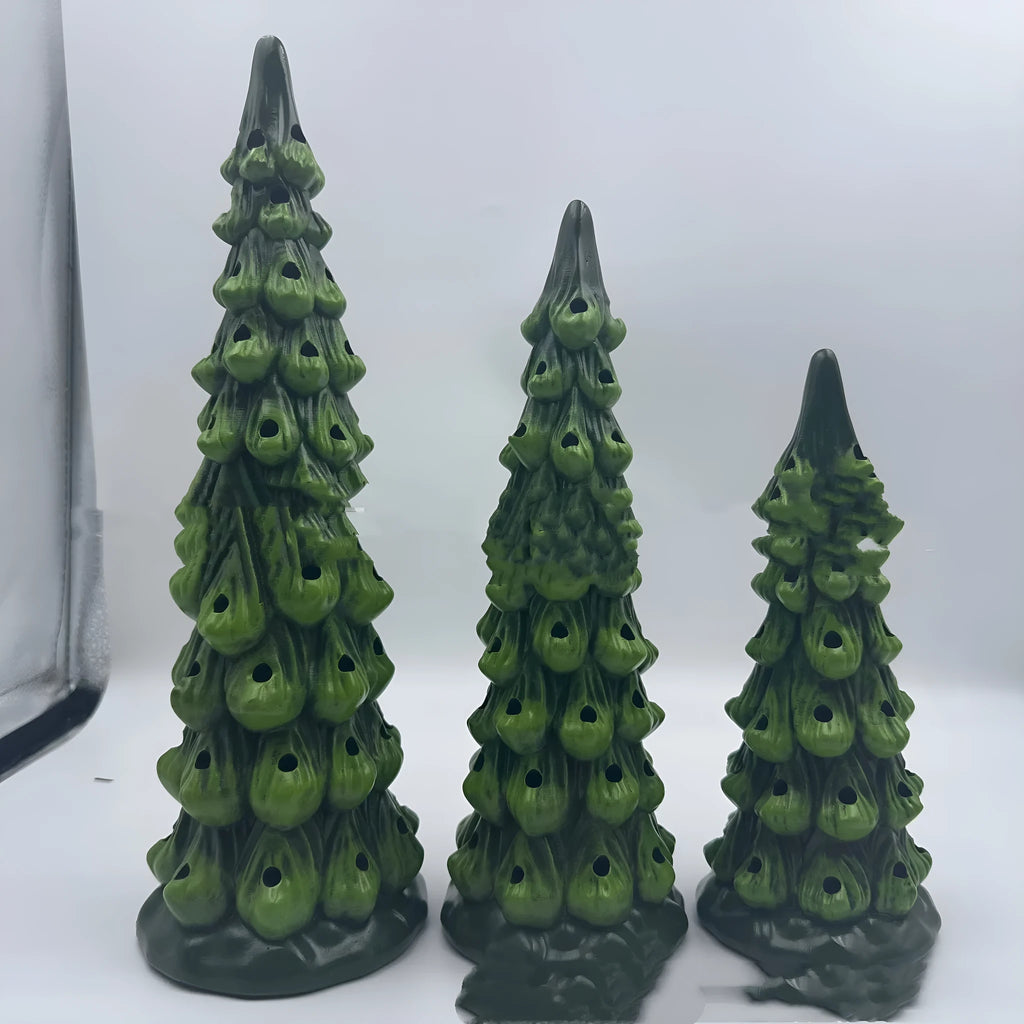 Resin Christmas tree decorations in European style with colour or warm light options