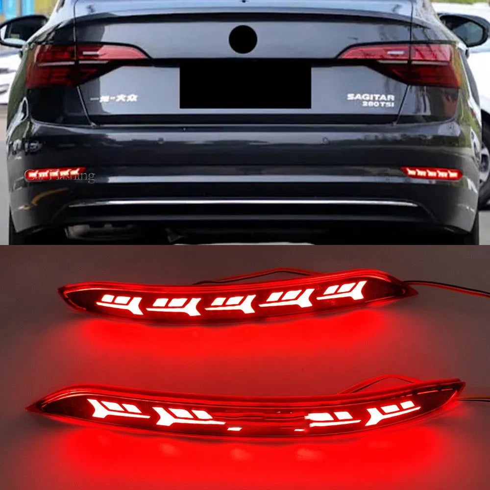 Volkswagen Sagitar rear bumper light with water flow LED streamer effects.
