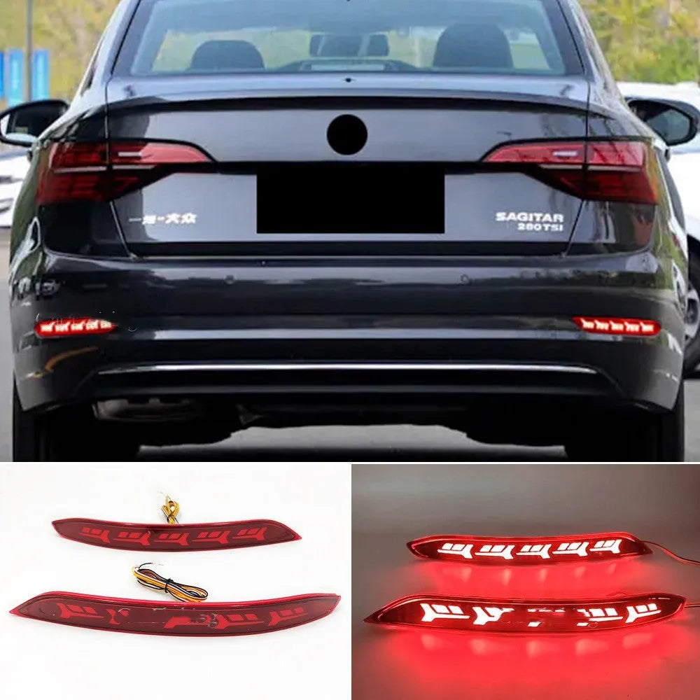 Volkswagen Sagitar rear bumper light with water flow LED streamer effects.