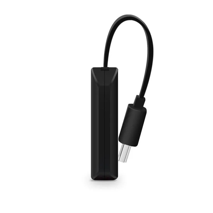 Black HD TV dongle for smartphone screen mirroring with HDMI port.
