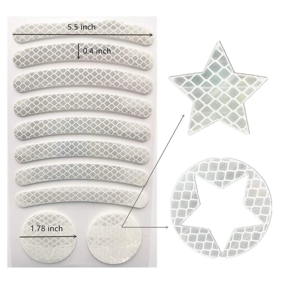 Bicycle night reflective grid pattern warning tape in four colour options showing geometry designs