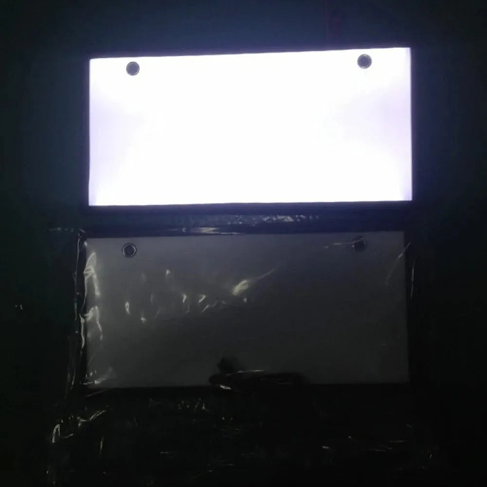 Two LED license plate lights for trucks with 15-LED bars and plastic housing
