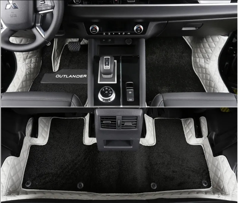 Fully surrounded car floor mats for a 23 New Mitsubishi Outlander 5-seater SUV.