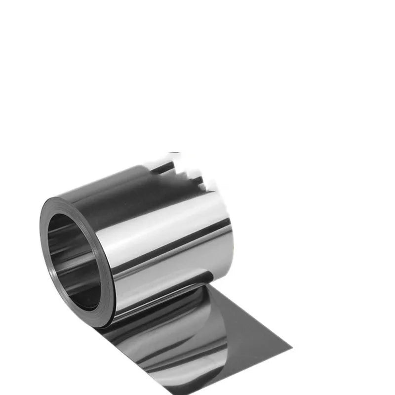 304 stainless steel metal strip showing different thickness options on a workbench