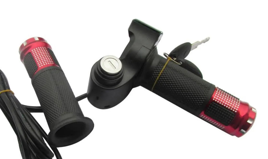 Electric scooter replacement handlebar section in blue, red, silver, and yellow colour options.