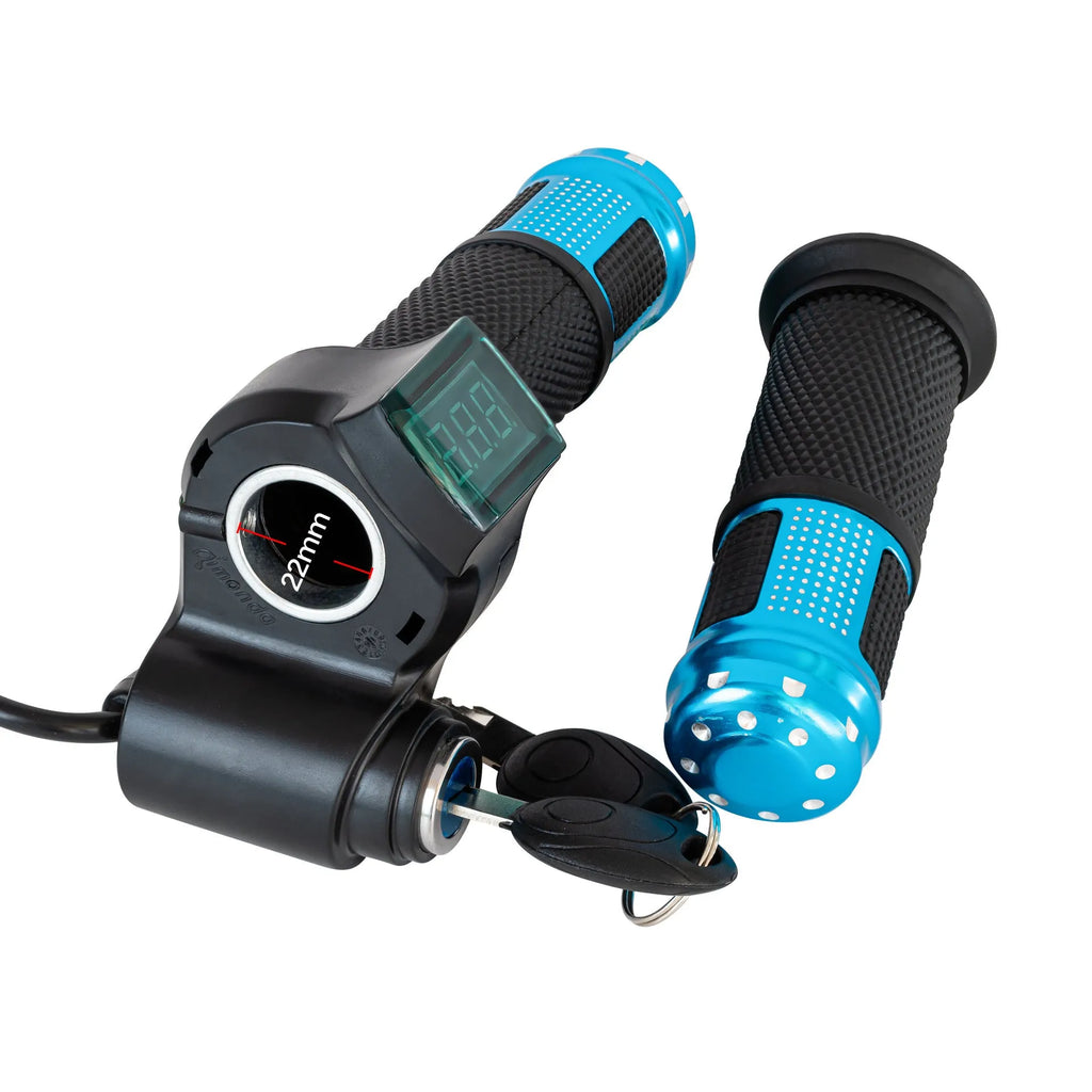 Electric scooter replacement handlebar section in blue, red, silver, and yellow colour options.