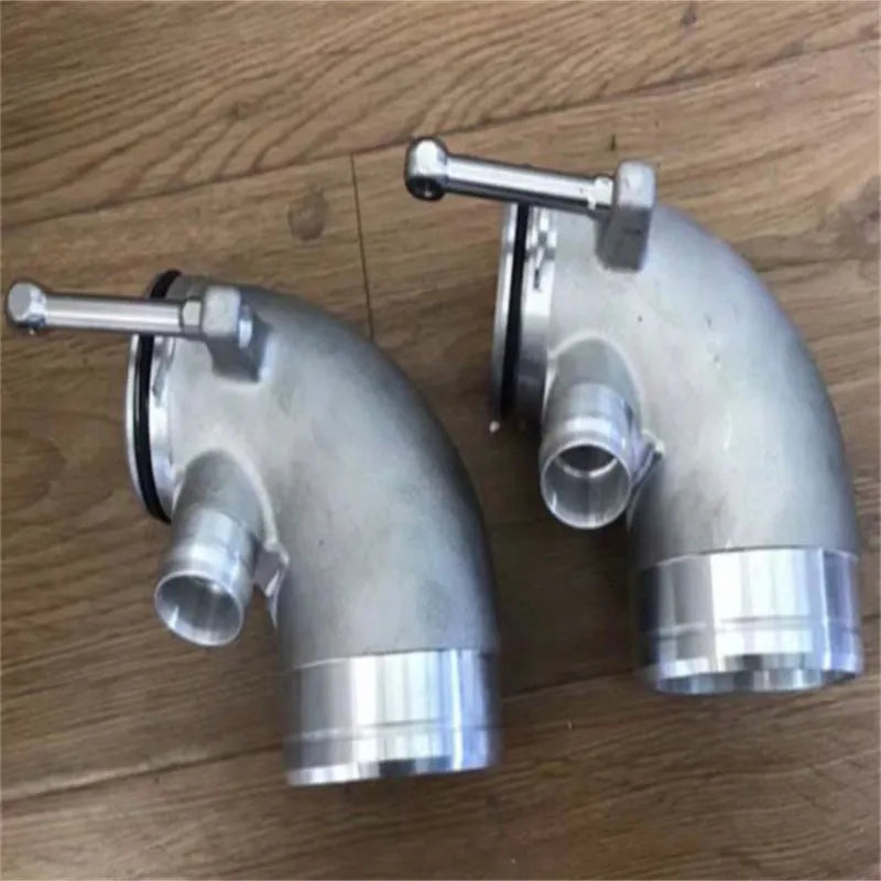 Aluminium alloy 90-degree turbine tube elbow connector for automotive lateral engine positioning