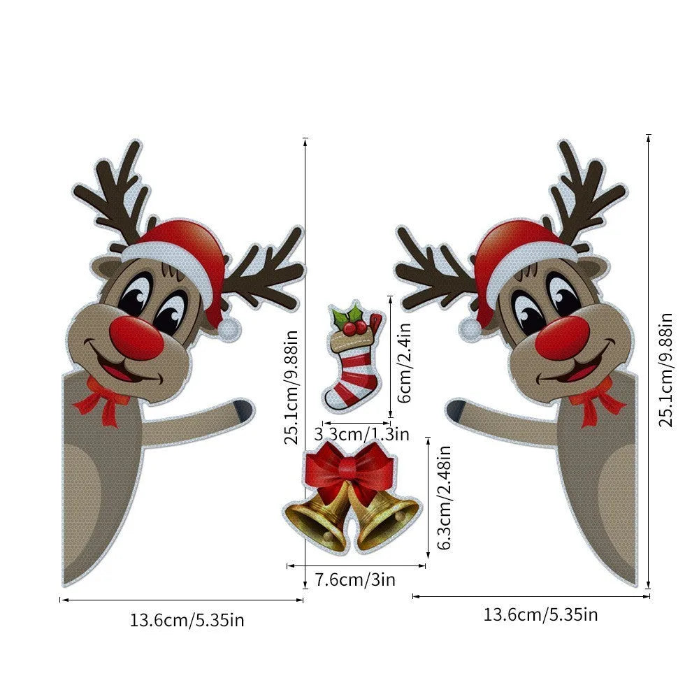 Christmas elk bell magnetic luminous reflective bumper stickers for vehicle decoration