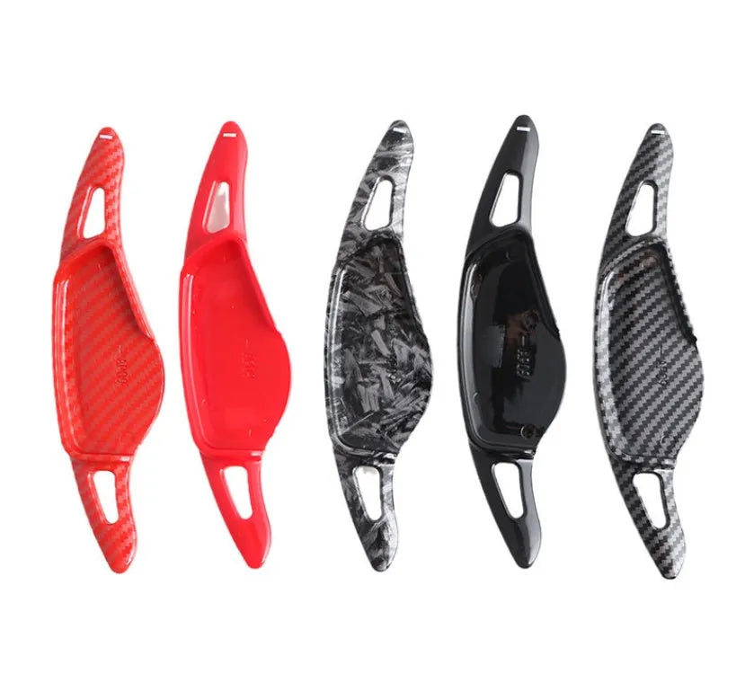 Carbon fibre pattern steering wheel paddle shift modification kit for car interior customisation