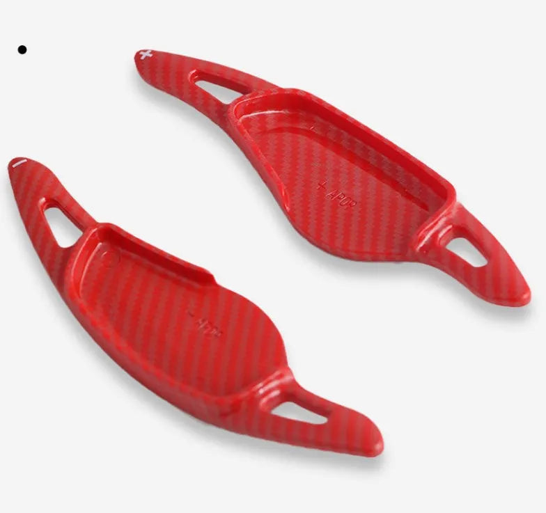Carbon fibre pattern steering wheel paddle shift modification kit for car interior customisation