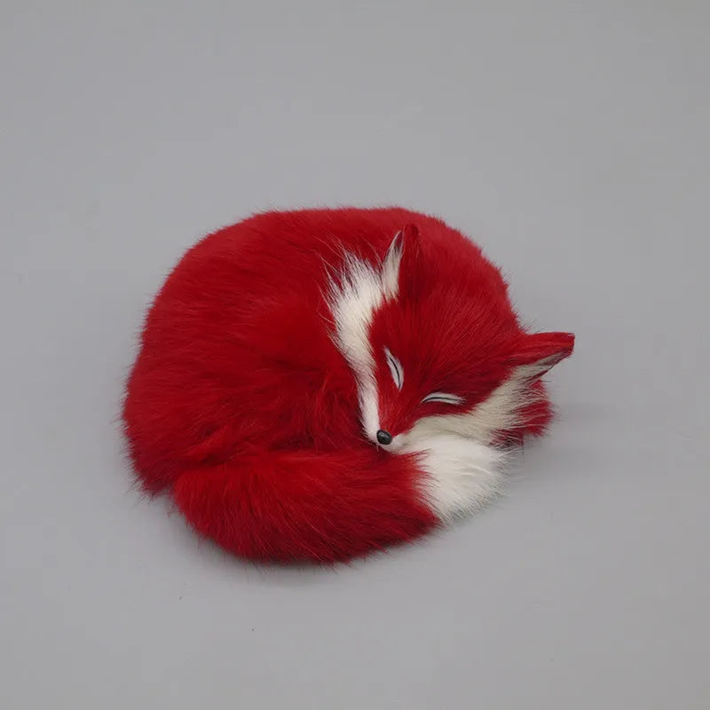 Artificial fox fur handicraft decoration in white, red or yellow colours, 15cm animal craft for home or car display