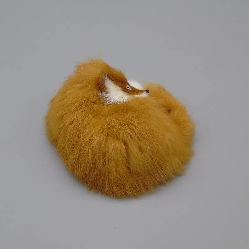 Artificial fox fur handicraft decoration in white, red or yellow colours, 15cm animal craft for home or car display