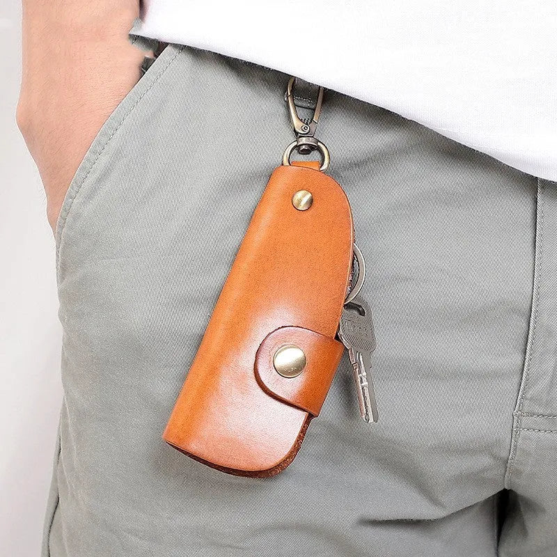 Genuine leather handmade key case in short length with four colour options