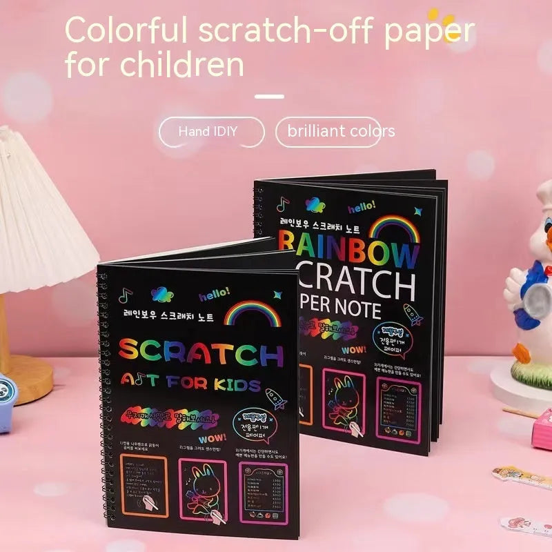 Large 26x19cm children's scratch art paper with scraping tool for DIY creative painting