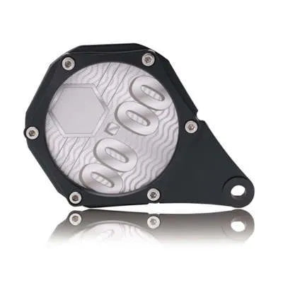 Black carbon fibre pattern metal motorcycle tax disc holder with anti-theft screw