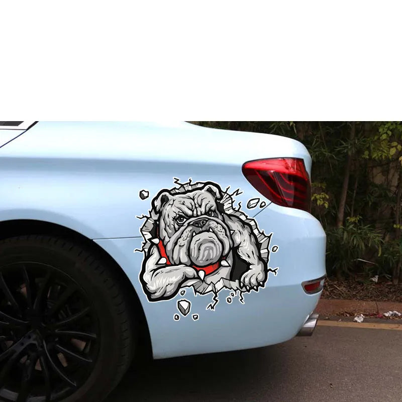 Grey dog pattern motorcycle bumper sticker measuring 17x17cm from animal series