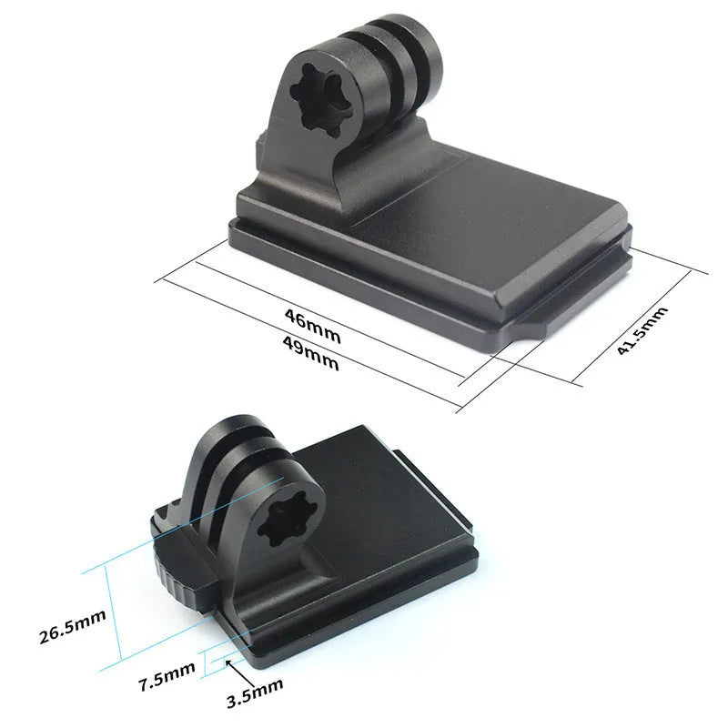 Black GoPro helmet holder with extension rod and quick release bracket for Hero 3 and 4 cameras