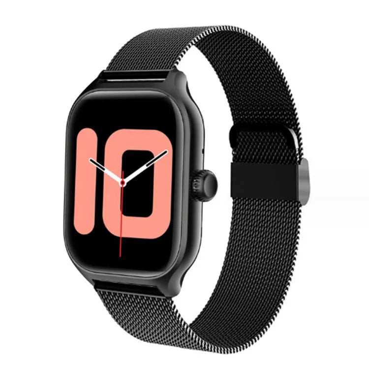Bluetooth smart watch with touch screen display and silicone strap for fitness tracking