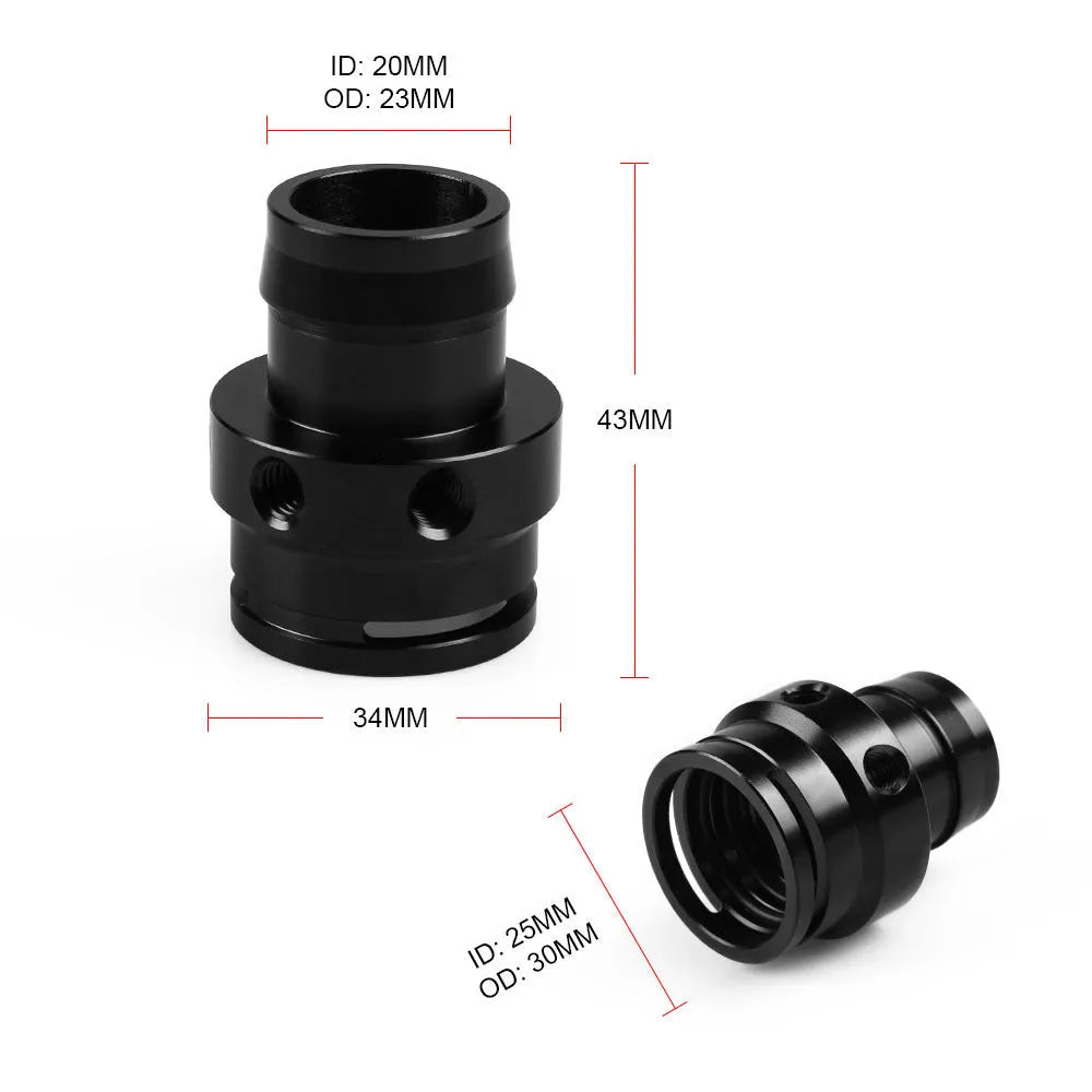 Black and titanium vacuum adapter tee for second generation engine systems with aluminium construction
