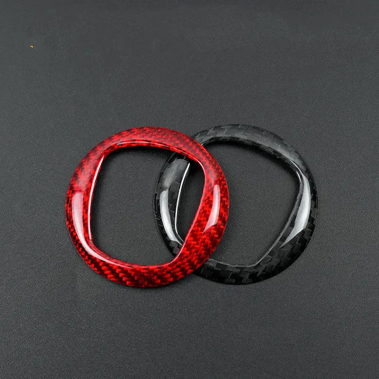 Carbon fibre steering wheel decorative frame in black or red colours for car interior upgrade