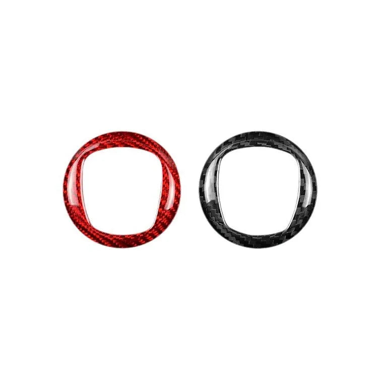 Carbon fibre steering wheel decorative frame in black or red colours for car interior upgrade