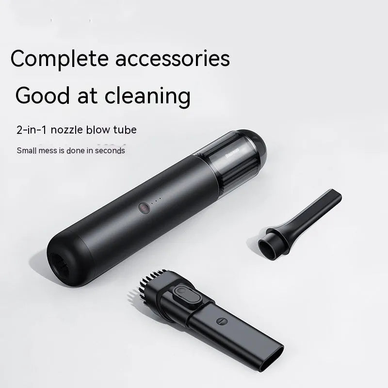 BASEUS A3 wireless handheld car vacuum cleaner in black or silver with Type-C charging port