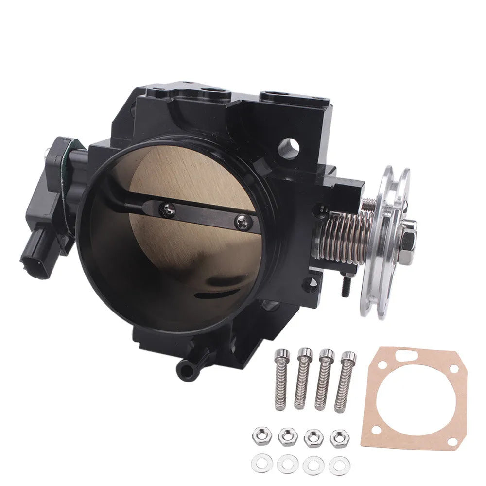 Aluminium throttle body for Honda K20A engine with 70mm diameter in black finish