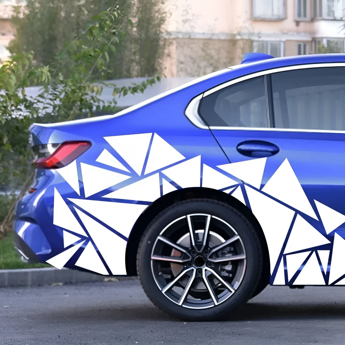 Geometric pattern car decal sticker for rear wheel arch modification measuring 200cm x 60cm