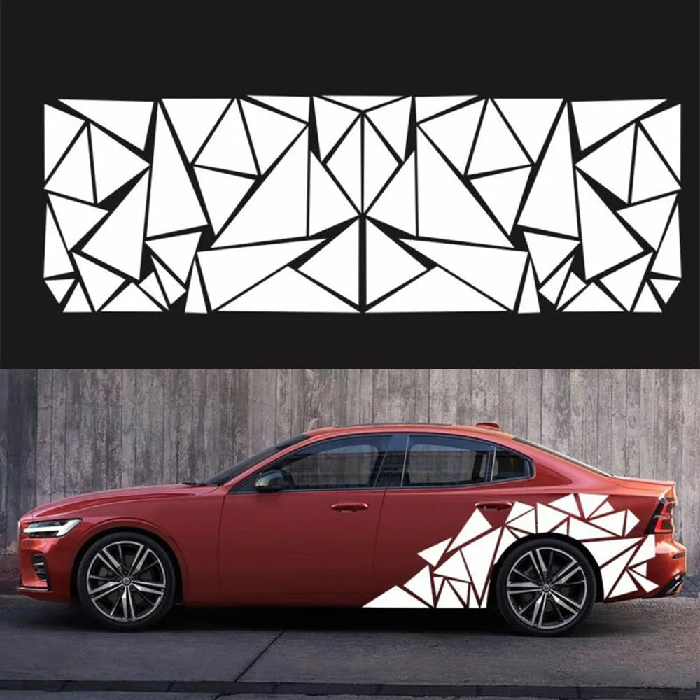 Geometric pattern car decal sticker for rear wheel arch modification measuring 200cm x 60cm