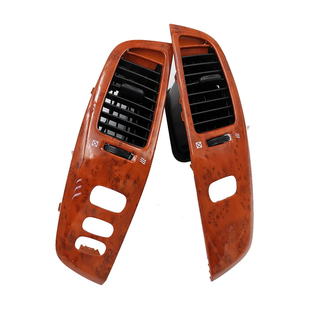 Square peach wood coloured ABS plastic air outlet panel for wall or ceiling mounting.