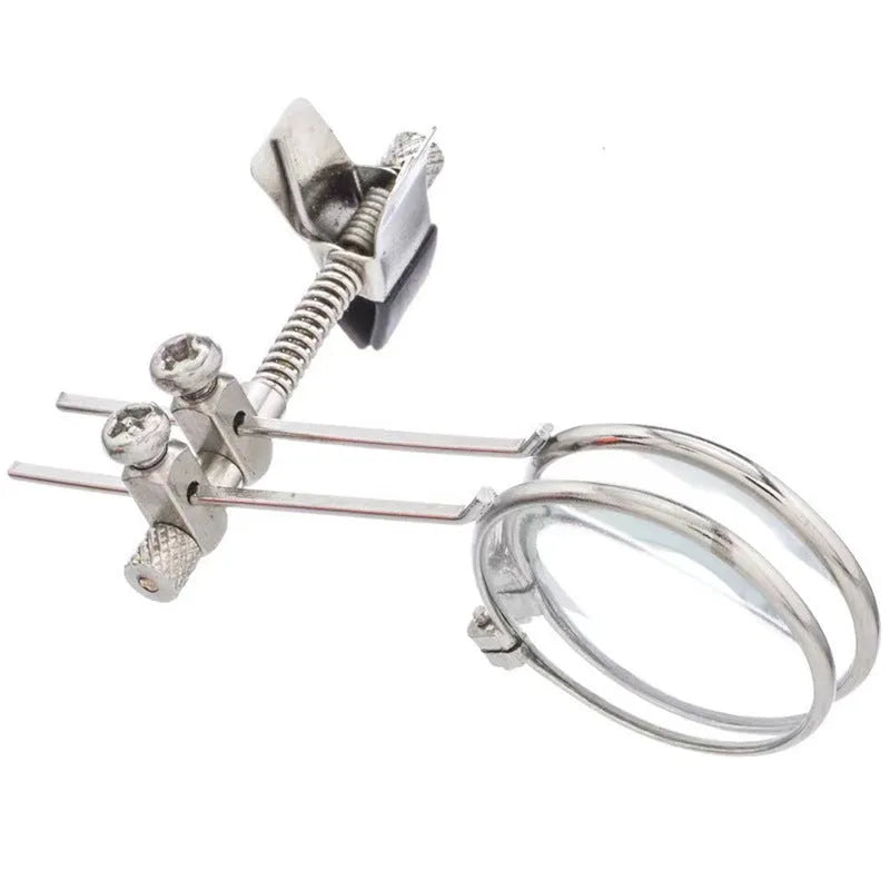 Auxiliary reading glass mirror glasses double clip with metal bracket and glass lens