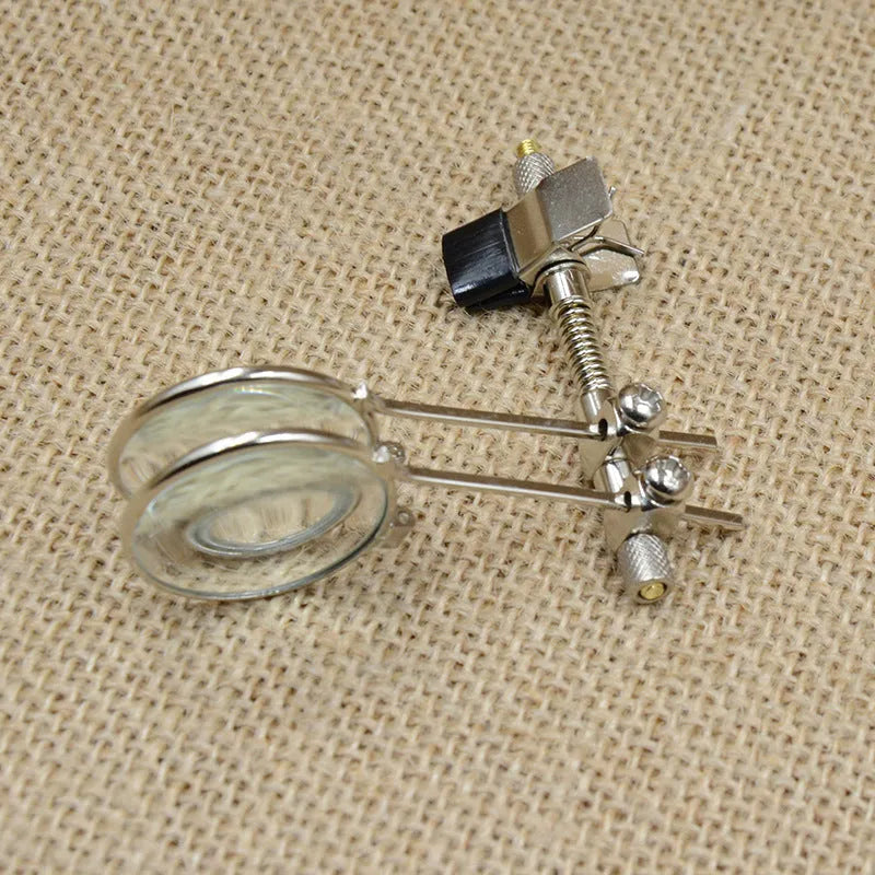 Auxiliary reading glass mirror glasses double clip with metal bracket and glass lens