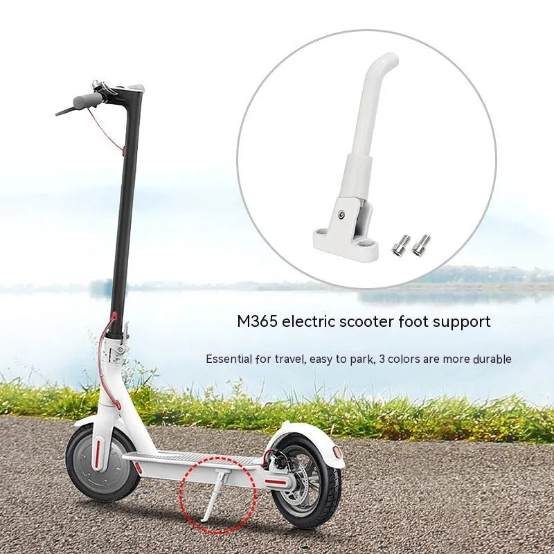 Aluminium alloy electric scooter foot brace accessory in black, white and grey colours with hex wrench