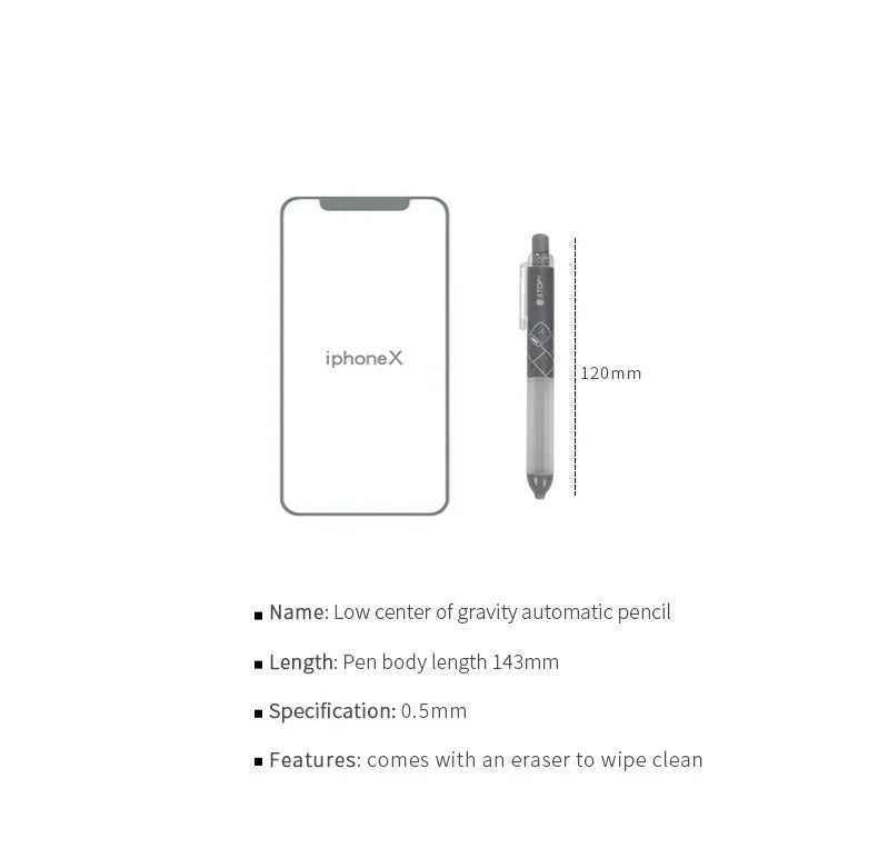 Black and white 0.5mm mechanical pencils with triangular cloud grips on a minimalist background.