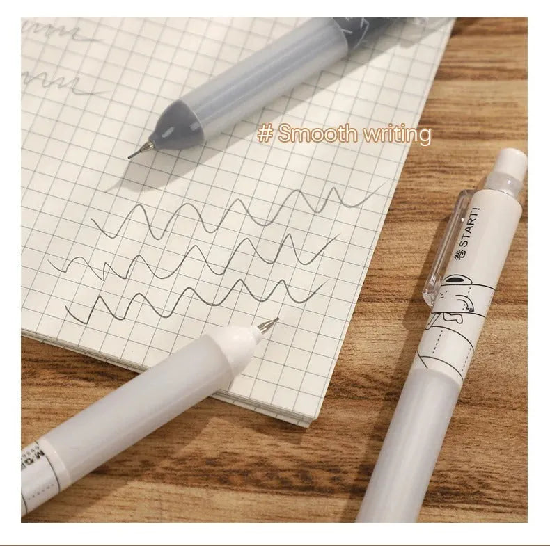 Black and white 0.5mm mechanical pencils with triangular cloud grips on a minimalist background.