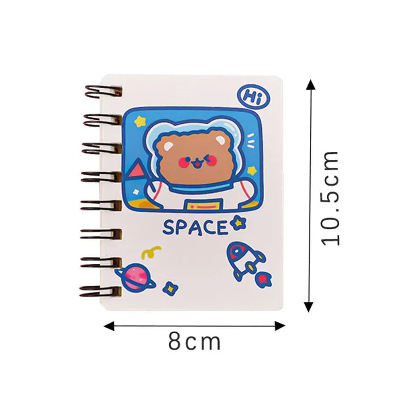 Astronaut themed A5 flipped pocket notebook showing cover design choice and size.