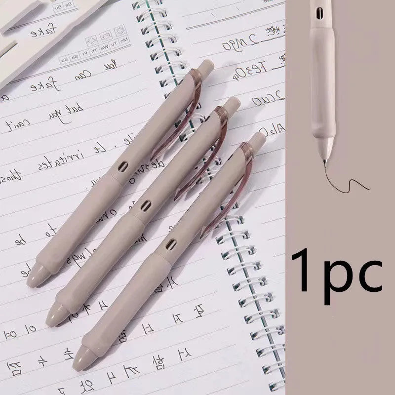 Macaron colour 0.5mm press gel pen with smoked white, brown, and pink refill options