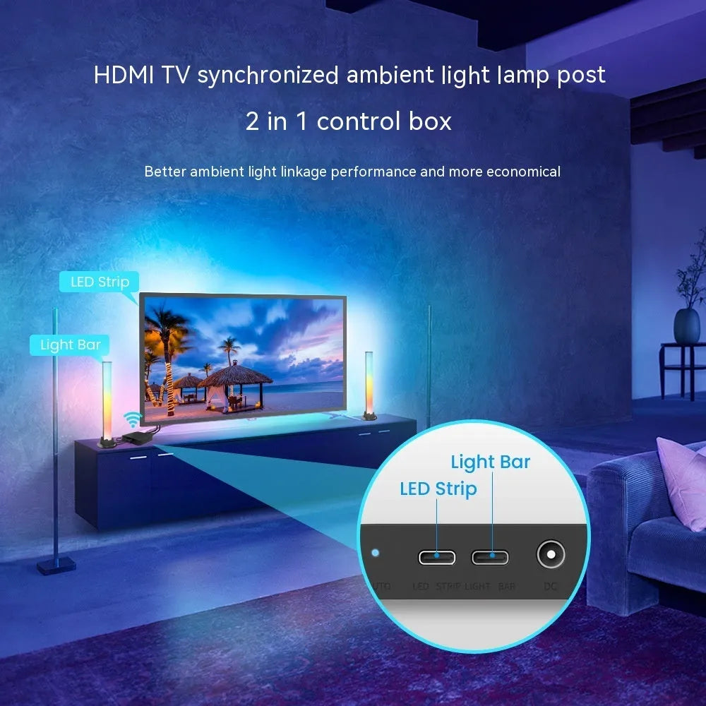 Smart TV backlight strip with intelligent control for 40-80 inch televisions in waterproof plastic housing
