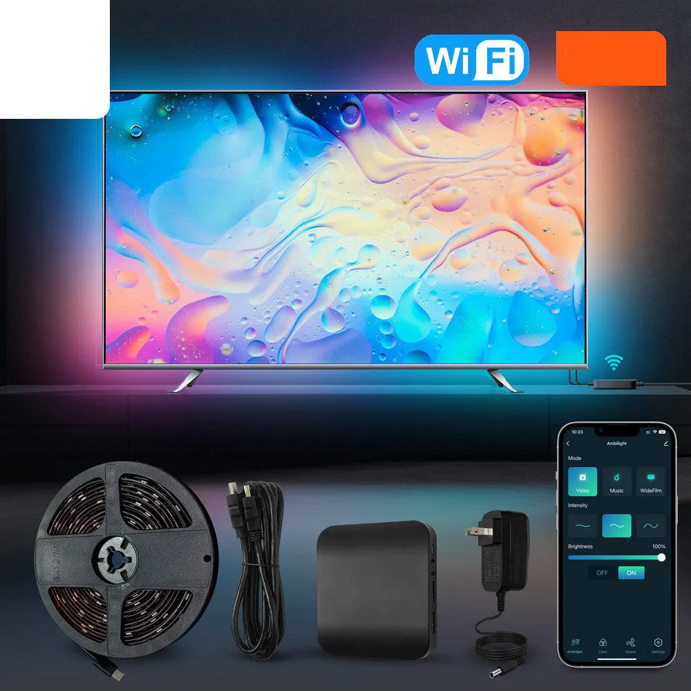 Smart TV backlight strip with intelligent control for 40-80 inch televisions in waterproof plastic housing