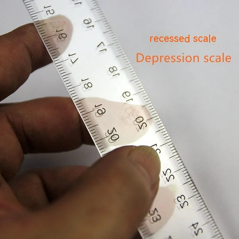 30cm plastic T-square ruler in transparent or orange yellow with measurement markings