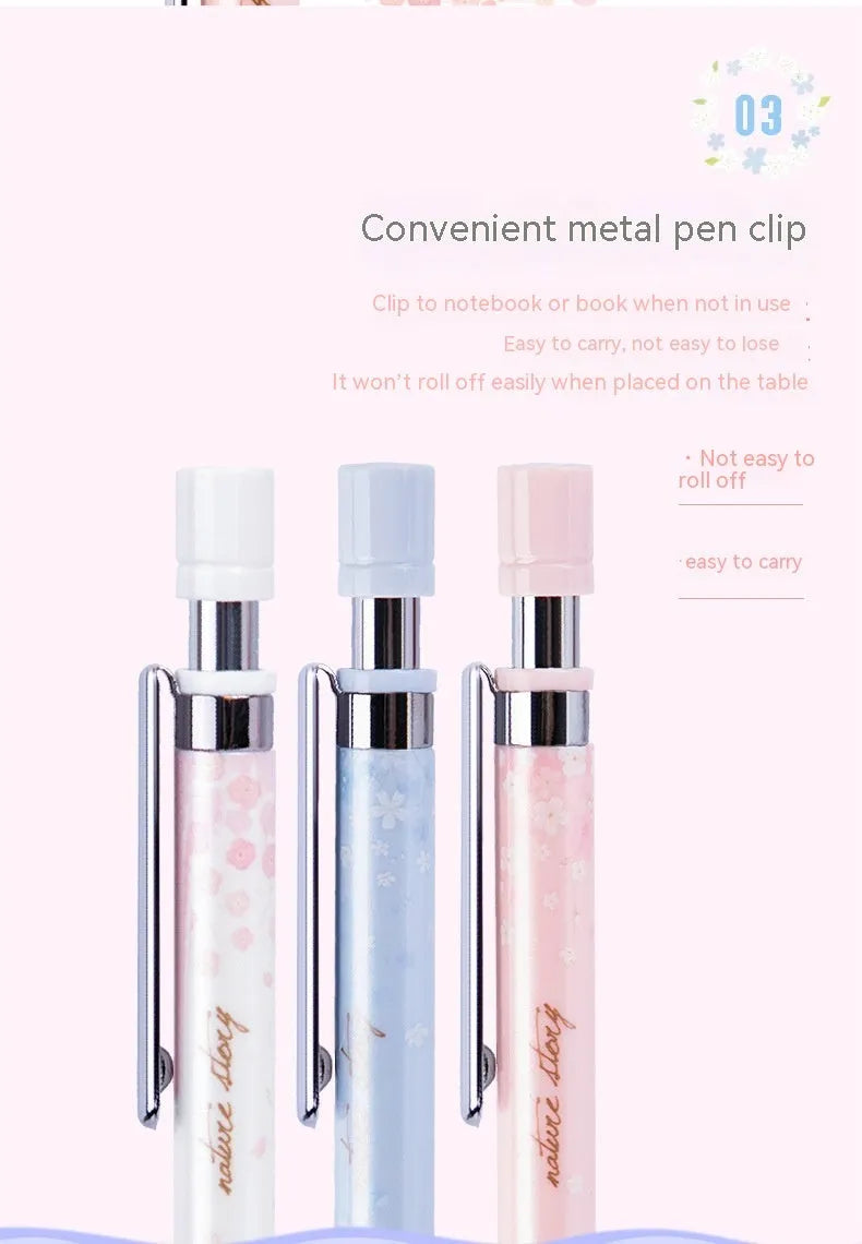 Cartoon automatic pencil set with 0.5mm HB lead and three refill boxes